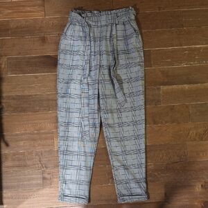 Men's Gray Plaid Drawstring Pants
